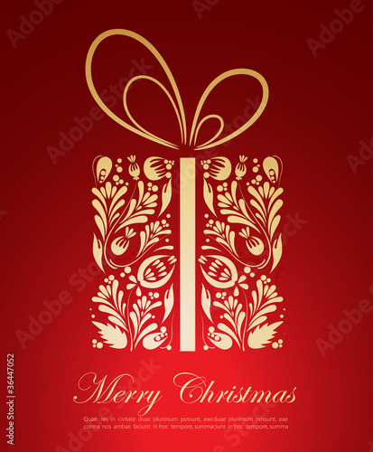 Vector: Abstract golden Christmas gift Abstract golden Christmas gift