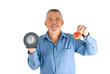 Foto: Mann mit Uhr und Apfel Mann mit Uhr und Apfel