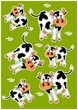 Crazy cows - green background with animals