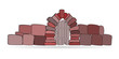 Vector: Vector cartoon wickets in a stone fence on a white background Vector cartoon wickets in a stone fence on a white background