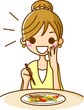 おいしい料理を食べる女性 おいしい料理を食べる女性