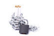 pile of cigarettes and a padlock with chain