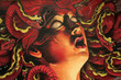 graffiti Medusa on stone wall