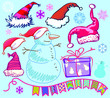 A collection of Christmas hat of Santa Claus. New items