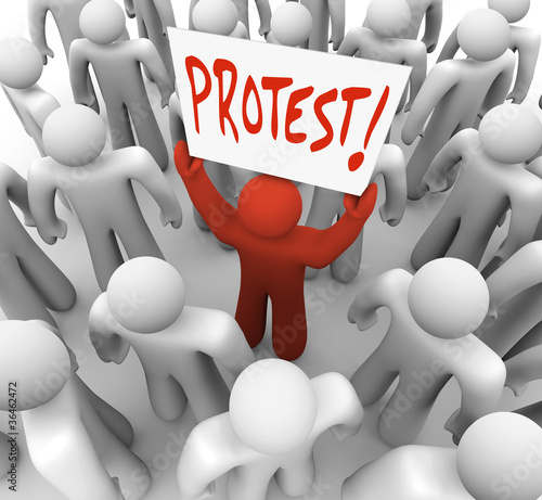 Illustration: Demonstration Man Holds Protest Sign Movement for Change Demonstration Man Holds Protest Sign Movement for Change