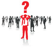 business people group and a confused man