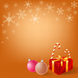 Vector: Christmas gifts on snowy flake background Christmas gifts on snowy flake background