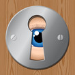 Vektor: eye looks through keyhole – peeping tom eye looks through keyhole – peeping tom