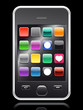 smartphone with colorful app collection on black background smartphone with colorful app collection on black background
