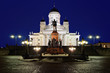Helsinki cathedral and monument to Alexander II at evening Helsinki cathedral and monument to Alexander II at evening
