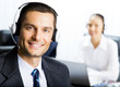 Customer support phone operator at office