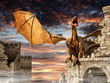 Ilustración: Dragon on castle Dragon on castle