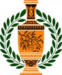 greek vase with laurel wreath