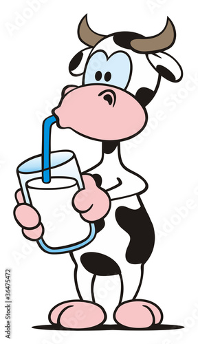 Illustration: Cow drinking Milk Cow drinking Milk