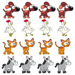 Animal Walking animations . 4 frames x characters.