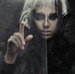 Mysterious woman pointing on something