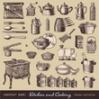 vector set: kitchen and cooking - vintage design elements