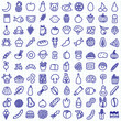 one hundred hand drawn food icons