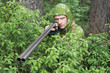 Photo: Angry hunter with an old gun Angry hunter with an old gun