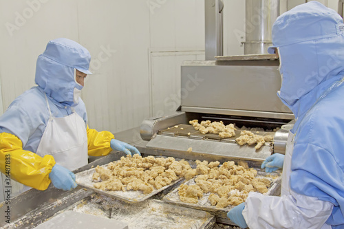 Photo: workers in food processing production line workers in food processing production line