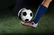 Kicking a soccer ball on a grass field Kicking a soccer ball on a grass field