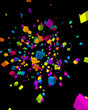 Fly colorful 3d cubes on black background Fly colorful 3d cubes on black background
