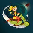 girl on a space scooter