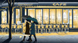 Vector: Strolling in the rain Strolling in the rain