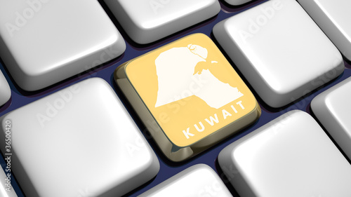 Illustration: Keyboard (detail) with Kuwait map key Keyboard (detail) with Kuwait map key