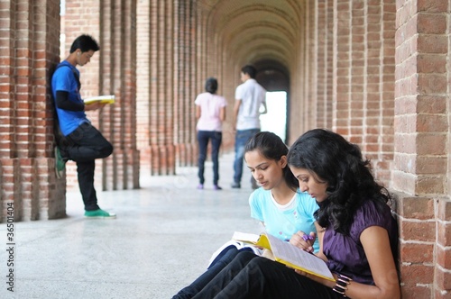 Photo: Indian college students preparing for examination. Indian college students preparing for examination.