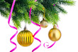 Christmas concept with baubles on white