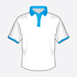 White polo shirt design with blue collar