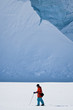 Man moves on skis