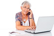 senior businesswoman has fun at work