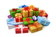 Ein fröhlicher Haufen bunter Geschenke