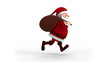 Cartoon Santa Claus with gift bag running on spot - side Cartoon Santa Claus with gift bag running on spot - side