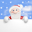 Santa Claus behind sign