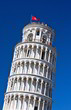 Pisa tower over blue sky close