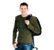 young man with backpack