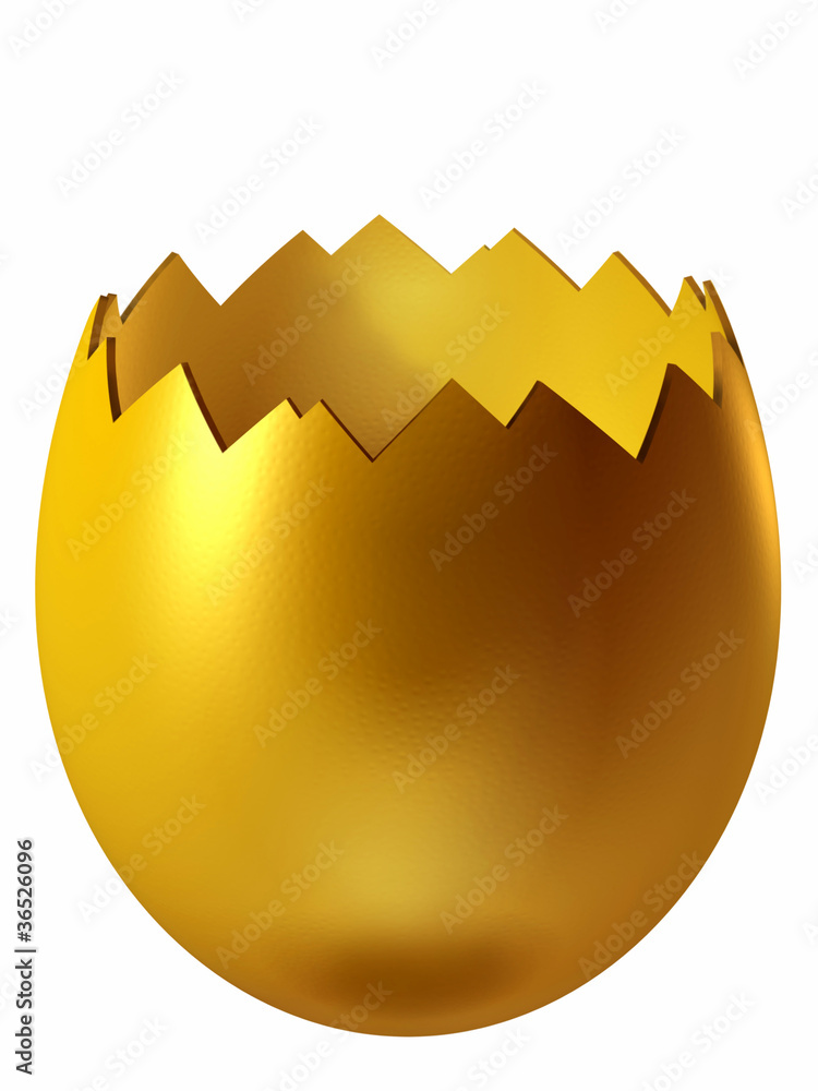 Eierschale geöffnet in Gold