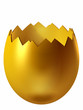 Eierschale geöffnet in Gold