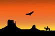 cowboy dans le desert, monument valley, illustration cowboy dans le desert, monument valley, illustration