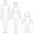 Drawing circuit man, woman and child body, vector illustration.