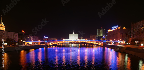Photo: Moscow, Russia. Night. View from the embankment Moscow, Russia. Night. View from the embankment