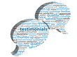 "TESTIMONIALS" Tag Cloud (button customer satisfaction feedback