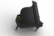 Black piano on white background