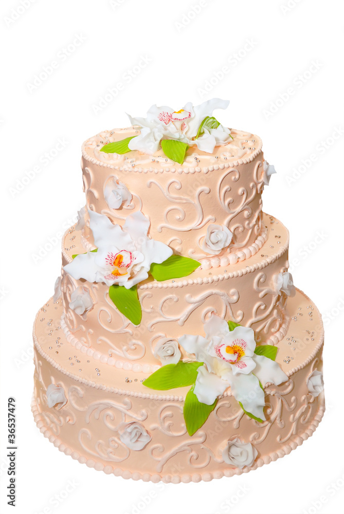 Wedding cake. Isolated on the white background