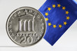 Griechische Drachme und EU-Fahne