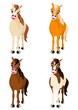 four various vector horses