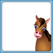 cute brown horse in red frame